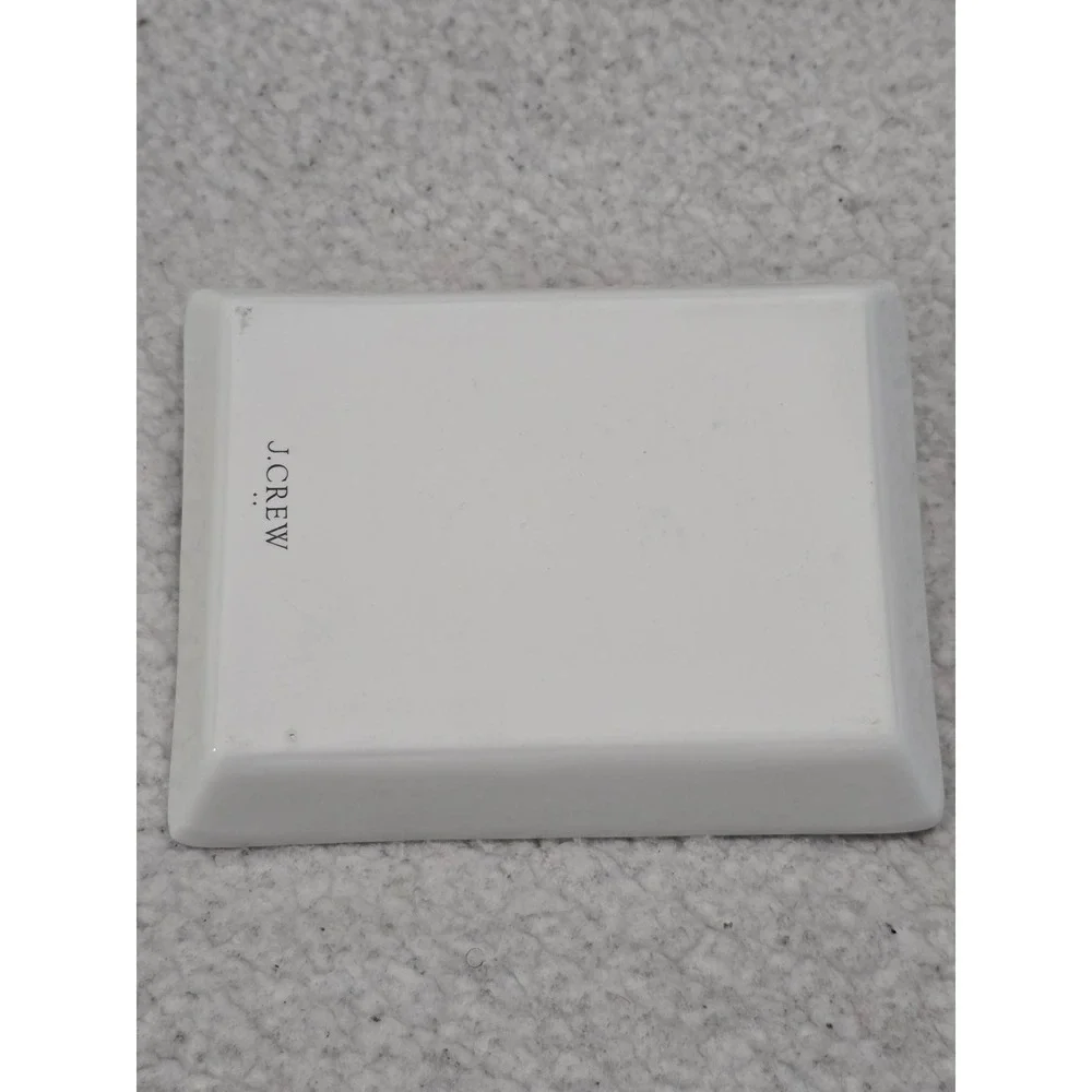 J.Crew Zebra Print Ceramic Trinket Tray Jewelry Dish Silver Trim White Black